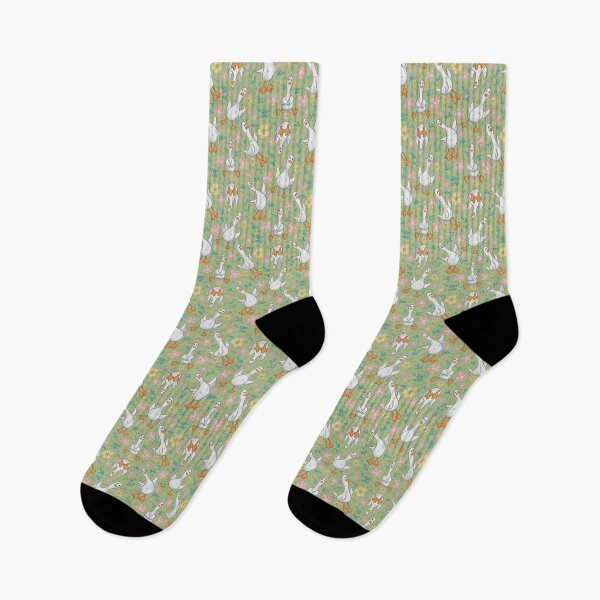 Item preview, Silly ducks and wild flower floral pattern designed and sold by SketchedRealm.