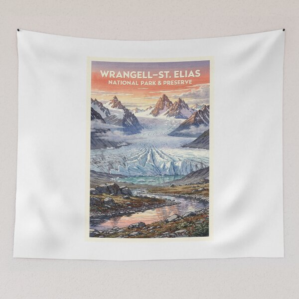 Item preview, Wrangell-St. Elias National Park & Preserve Alaska Vintage Watercolor Travel designed and sold by Teelogic.