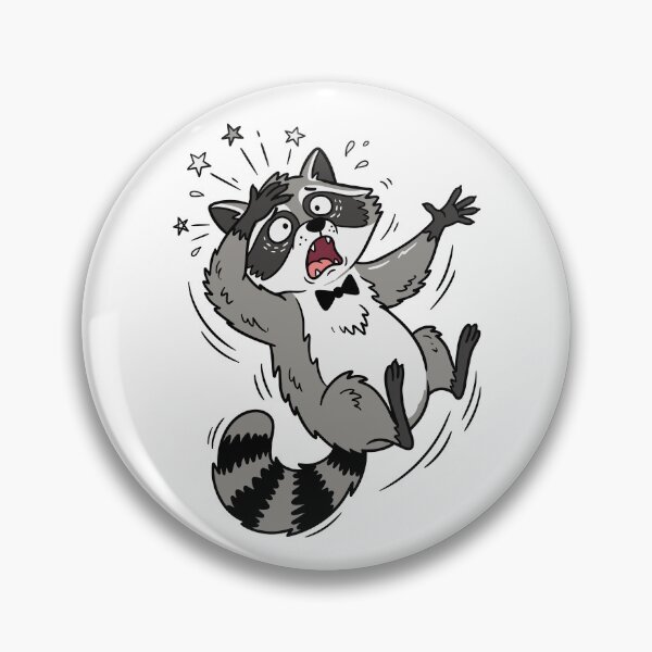 Item preview, Shocked raccoon fainting backwards with one paw on its forehead. Ideal for humorous t-shirts, sticker packs, and meme illustrations. designed and sold by ElegantOutlines.