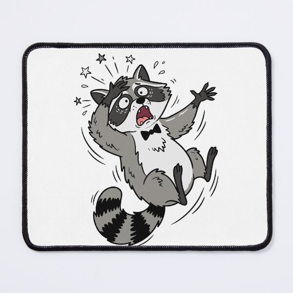 Item preview, Shocked raccoon fainting backwards with one paw on its forehead. Ideal for humorous t-shirts, sticker packs, and meme illustrations. designed and sold by ElegantOutlines.
