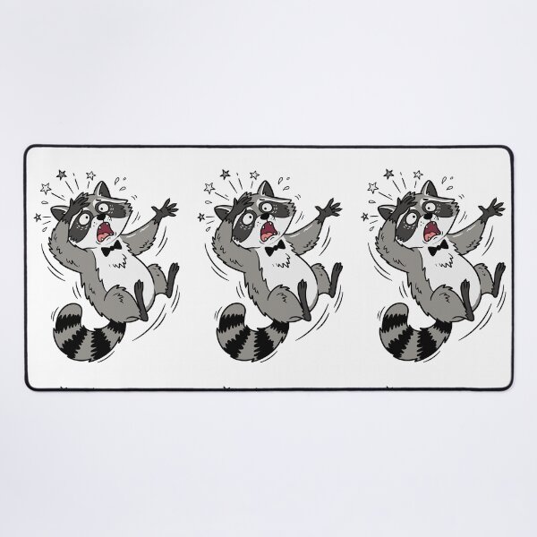 Item preview, Shocked raccoon fainting backwards with one paw on its forehead. Ideal for humorous t-shirts, sticker packs, and meme illustrations. designed and sold by ElegantOutlines.