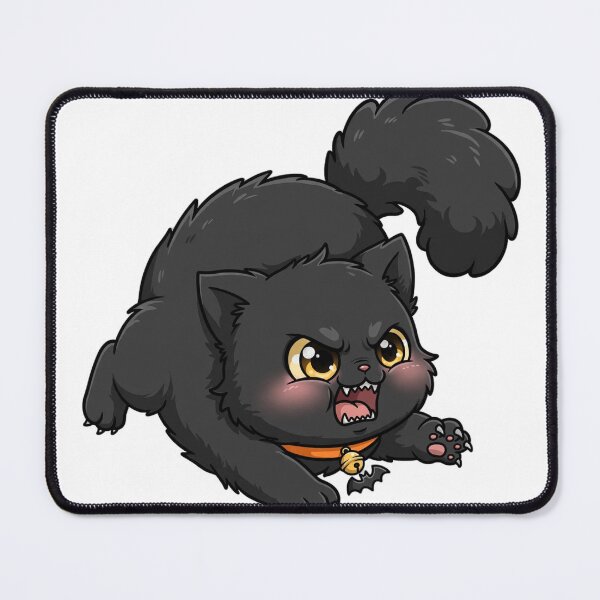 Item preview, Scary Fluffy Black Cat Halloween Design | Cute Angry Kitten Art designed and sold by Neshmi.