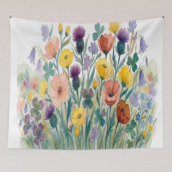 Item preview, Pastel Wildflower Meadow - Colorful Botanical Watercolor Border Art designed and sold by robertronda1.