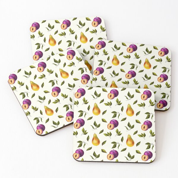 Item preview, Fresh Pear and Plum Botanical Seamless Pattern designed and sold by DigiBlossom.