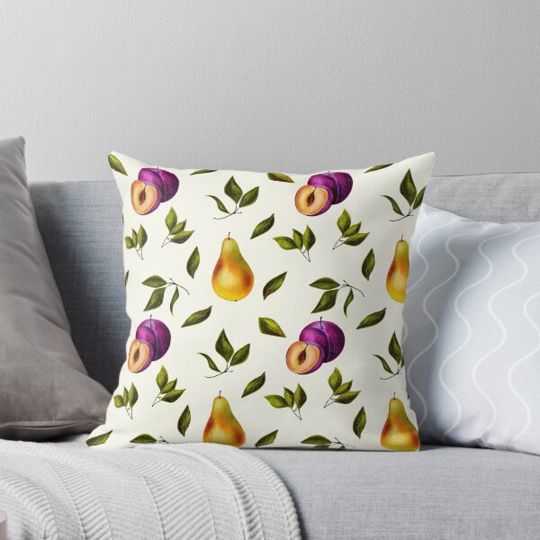 Item preview, Fresh Pear and Plum Botanical Seamless Pattern designed and sold by DigiBlossom.