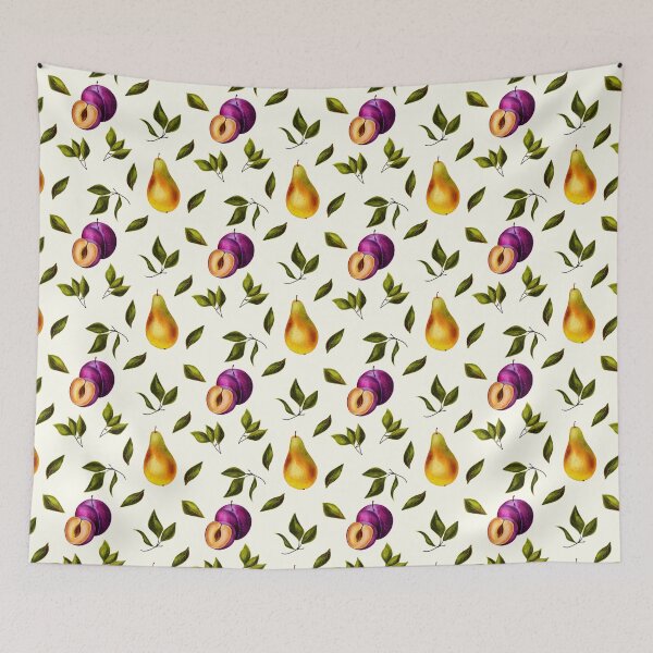 Item preview, Fresh Pear and Plum Botanical Seamless Pattern designed and sold by DigiBlossom.