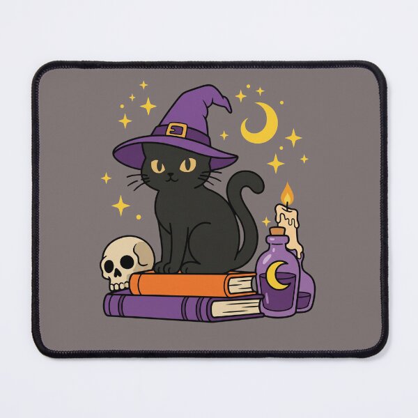 Item preview, Witch Cat Spell Books Skull Potion Halloween Black Cat Sticker designed and sold by Retro Whiskers.
