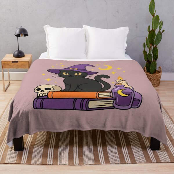Item preview, Witch Cat Spell Books Skull Potion Halloween Black Cat Sticker designed and sold by Retro Whiskers.