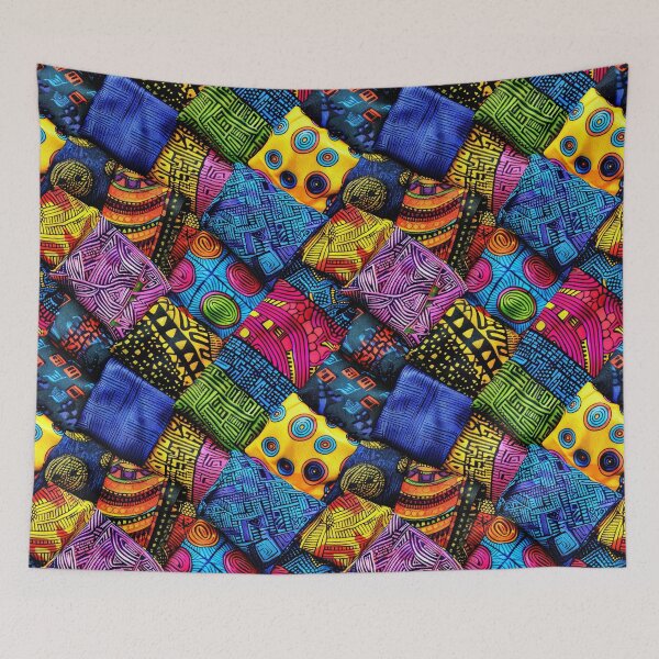 Item preview, Moroccan Silk Fabric Pieces Abstract Designs Pattern  designed and sold by DEC02.