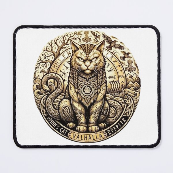 Item preview, Odin's Cat Viking Guardian Valhalla Runic Art designed and sold by NikmaArt.