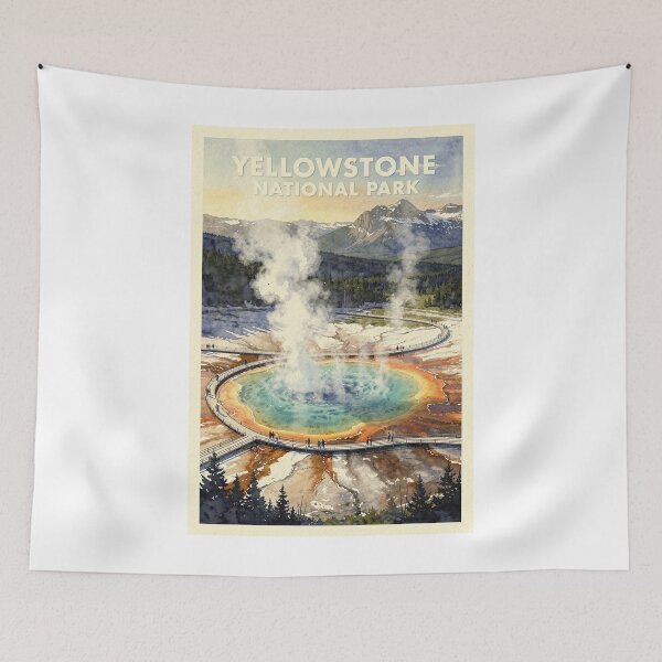 Item preview, Yellowstone National Park Wyoming Vintage Watercolor Travel designed and sold by Teelogic.