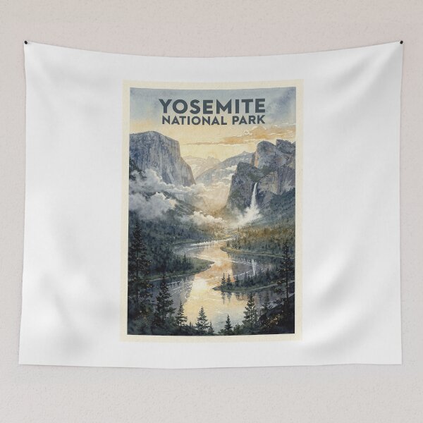 Item preview, Parque Nacional Yosemite, California, acuarela vintage, viaje designed and sold by Teelogic.