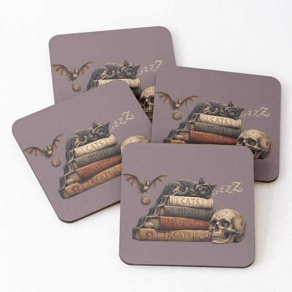 Item preview, Sleeping Black Cat Steampunk Books Dark Academia Halloween designed and sold by Retro Whiskers.