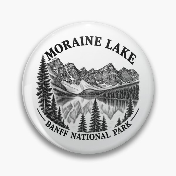 Item preview, Moraine Lake Banff National Park Canada Line Art Badge designed and sold by Tee Visions.