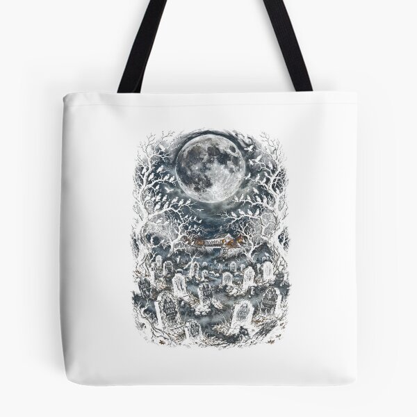 Item preview, Haunted Autumn Graveyard - Full Moon Crows and Covered Bridge designed and sold by AscendedLight — Dark Fantasy & Gothic Art.
