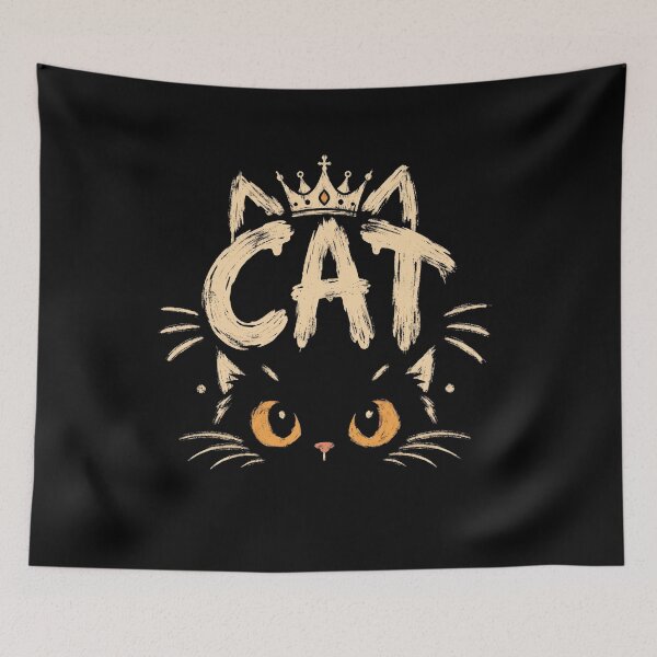 Item preview, Cat Boho Minimalist Crown Cat Face Hand Drawn Art designed and sold by Retro Whiskers.