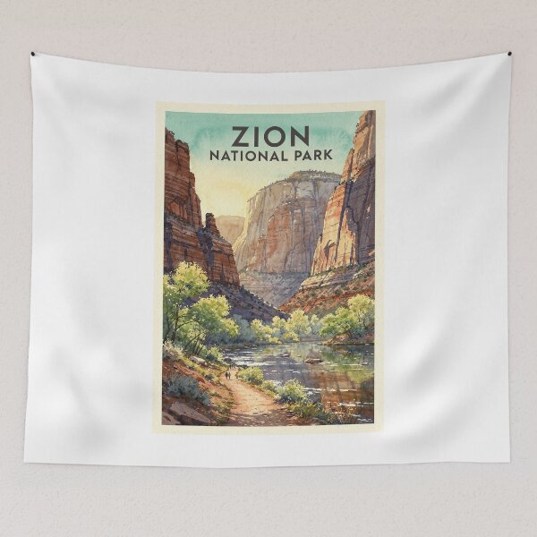 Item preview, Zion National Park Utah Vintage Watercolor Travel designed and sold by Teelogic.