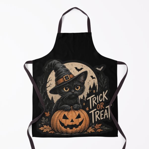 Item preview, Halloween Black Cat Trick or Treat – Spooky Pumpkin Witch Cat designed and sold by Behzat Altuner.