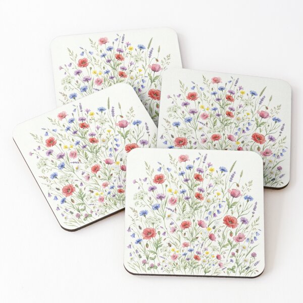 Item preview, Summer Wildflower Meadow - Botanical Poppies & Cornflowers Watercolor designed and sold by robertronda1.