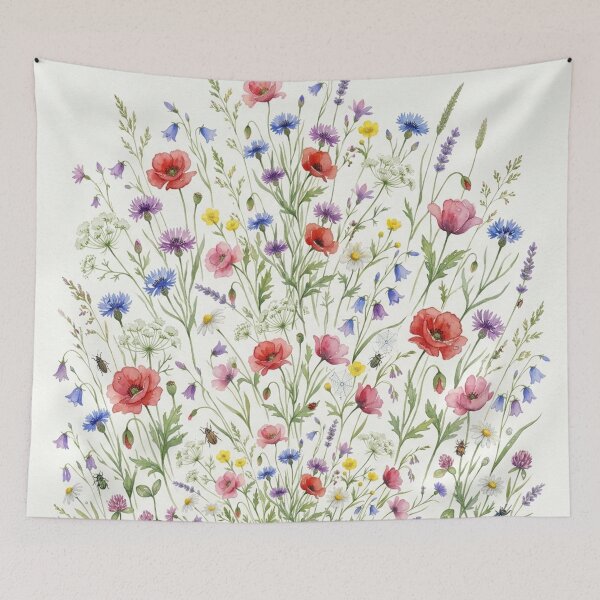 Item preview, Summer Wildflower Meadow - Botanical Poppies & Cornflowers Watercolor designed and sold by robertronda1.
