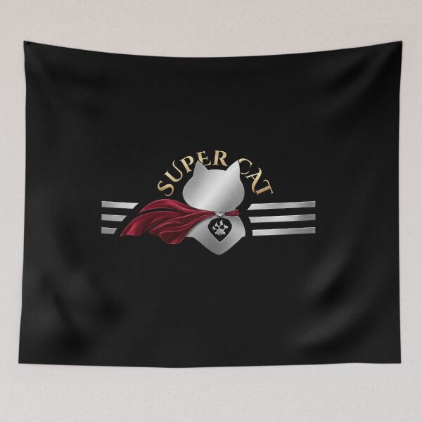 Item preview, Super Cat Hero Logo Metallic Silver Cape Superhero Cat designed and sold by Retro Whiskers.