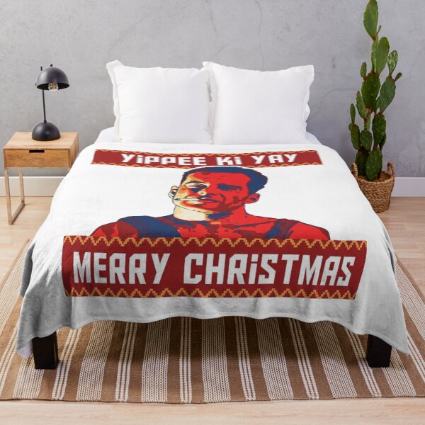 Artikelvorschau, Die Hard Weihnachtsparty Weihnachten Hans Gruber Design Nakatomi Plaza 1988 Pullover T-Shirt Tasse Kleid Kissen Überwurf Weihnachtsmann Film Schnee Lustig Deck The Hans entworfen und verkauft von Cool Robot Bro..