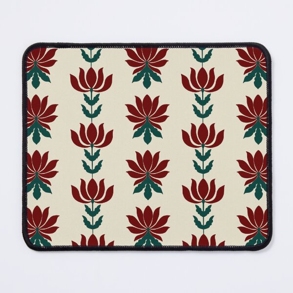 Item preview, Folk Floral Block Print Stripe | Maroon & Forest Green Vintage Botanical Pattern designed and sold by Rukhscreations.