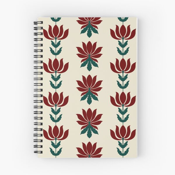 Item preview, Folk Floral Block Print Stripe | Maroon & Forest Green Vintage Botanical Pattern designed and sold by Rukhscreations.