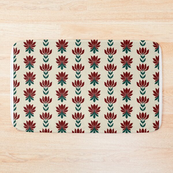 Item preview, Folk Floral Block Print Stripe | Maroon & Forest Green Vintage Botanical Pattern designed and sold by Rukhscreations.