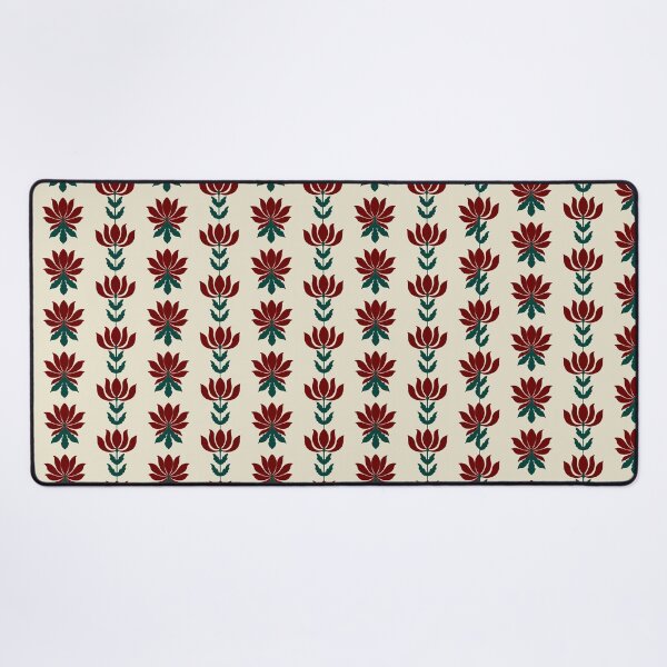 Item preview, Folk Floral Block Print Stripe | Maroon & Forest Green Vintage Botanical Pattern designed and sold by Rukhscreations.
