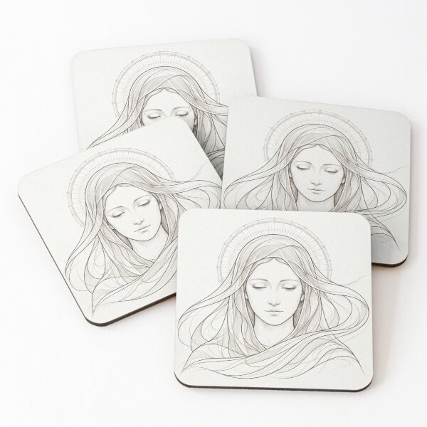 Item preview, Virgin Mary Illustration Light Background Sacred Art designed and sold by MantoSagrado.