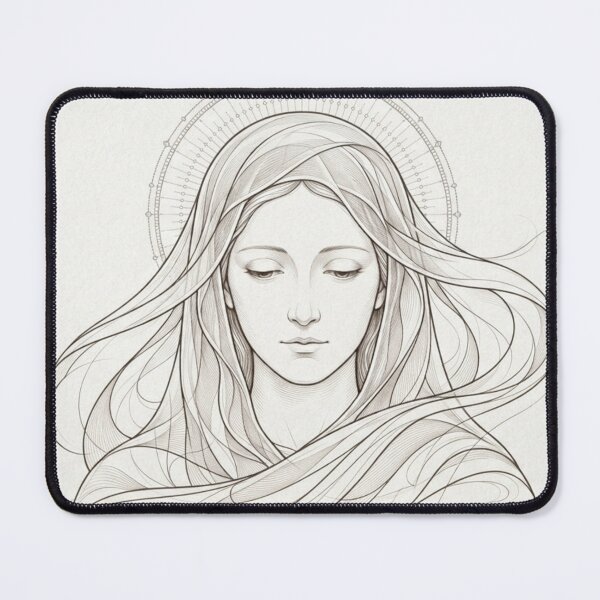 Item preview, Virgin Mary Illustration Light Background Sacred Art designed and sold by MantoSagrado.
