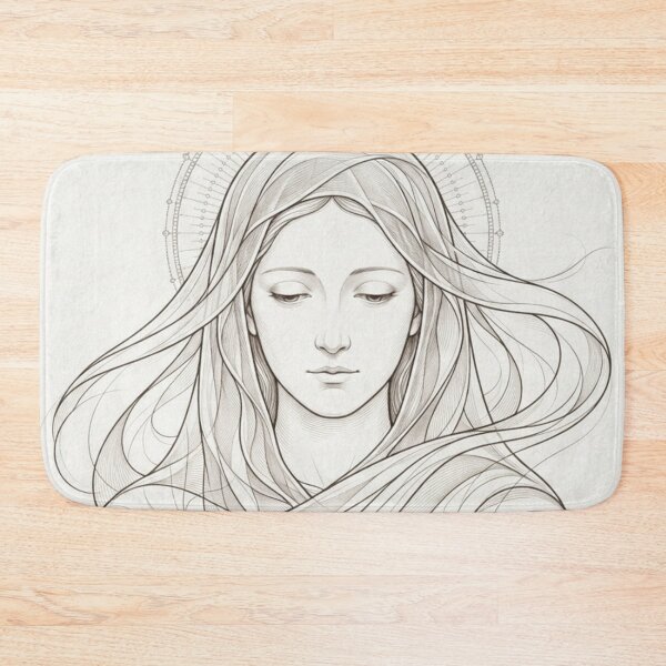 Item preview, Virgin Mary Illustration Light Background Sacred Art designed and sold by MantoSagrado.