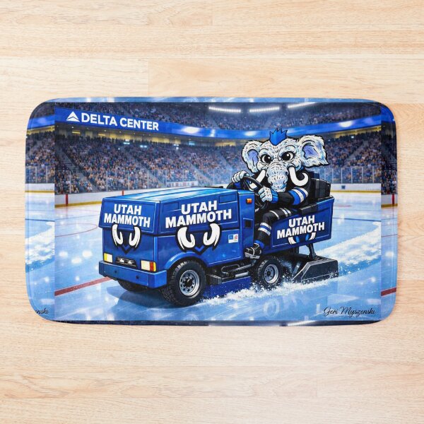 Item preview, Tusky the Utah Mammoth Driving the Zamboni at Delta Center  Ice Arena Cartoon Art designed and sold by The Art Queen Of Michigan .