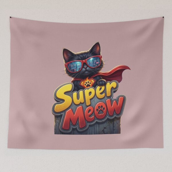 Item preview, Super Meow Funny Superhero Cat Comic Book Design designed and sold by Retro Whiskers.