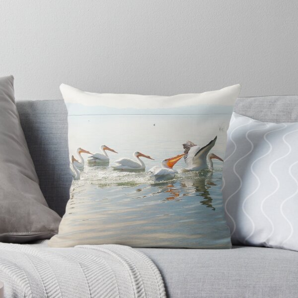 Item preview, Pelicans Swimming in Line on Calm Water designed and sold by AuraNatura.