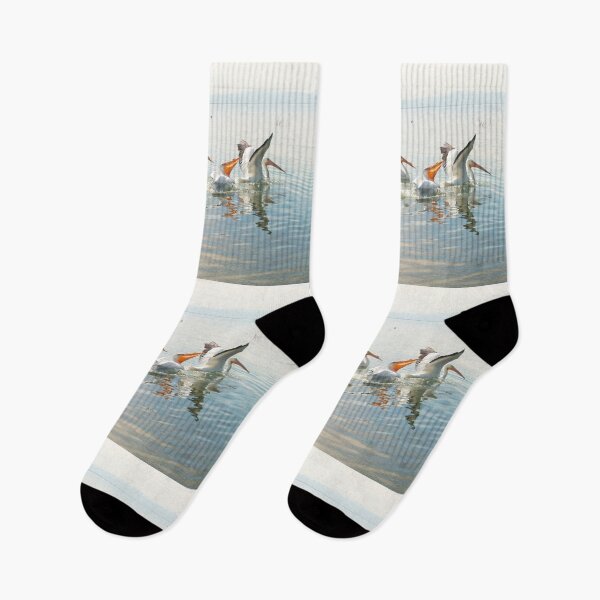 Item preview, Pelicans Swimming in Line on Calm Water designed and sold by AuraNatura.