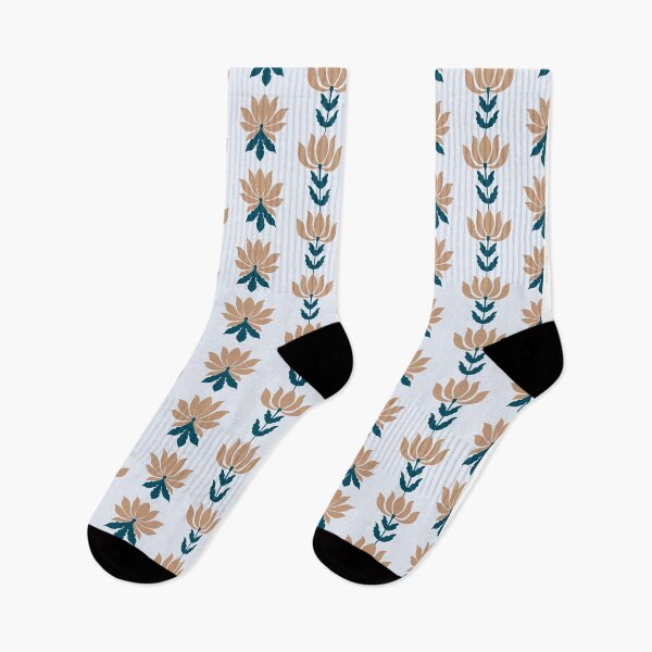 Item preview, Modern Boho Block Print Stripe | Terracotta, Navy & Light Blue Floral Pattern designed and sold by Rukhscreations.