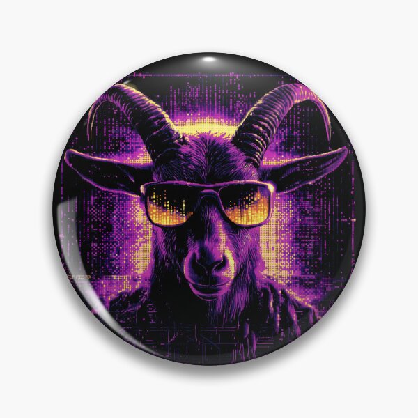 Aperçu de l'œuvre Chèvre cyberpunk néon avec lunettes de soleil créée et vendue par ClubVacay.
