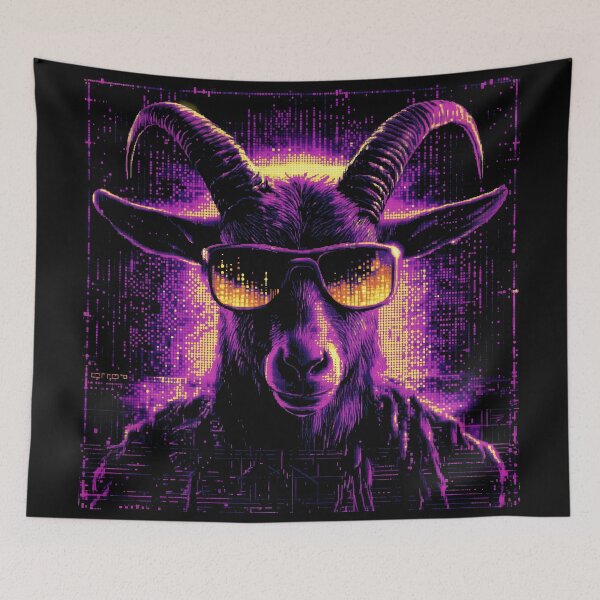 Item preview, Neon Cyberpunk Goat With Sunglasses designed and sold by ClubVacay.