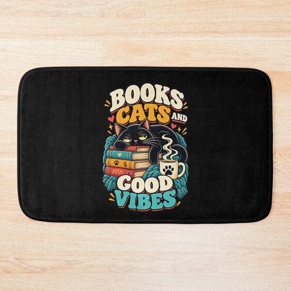 Artikelvorschau, Books Cats And Good Vibes - Cozy Black Cat Book Lover entworfen und verkauft von MOTIFOLK.