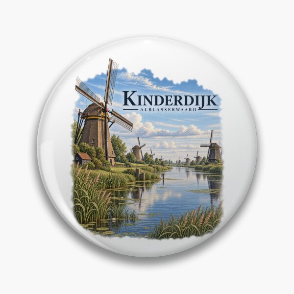 Item preview, Kinderdijk Windmills Netherlands Polder Heritage Art designed and sold by Larkfound Studio.