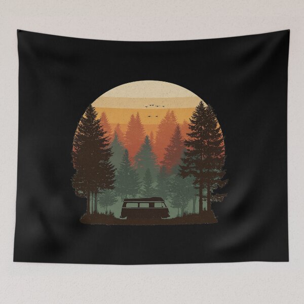 Item preview, Retro Camper Camping Forest Sunset Vintage Outdoor Adventure designed and sold by D-Oles-Mercher.