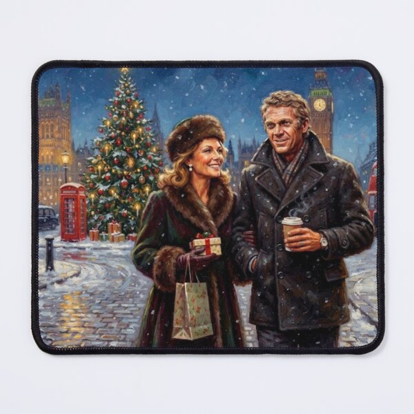 Item preview, Steve McQueen & Jacqueline Bisset London Christmas Broadstroke Oil Painting designed and sold by Art's Diner.
