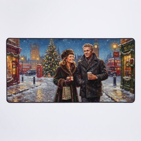 Item preview, Steve McQueen & Jacqueline Bisset London Christmas Broadstroke Oil Painting designed and sold by Art's Diner.