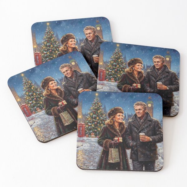 Item preview, Steve McQueen & Jacqueline Bisset London Christmas Broadstroke Oil Painting designed and sold by Art's Diner.