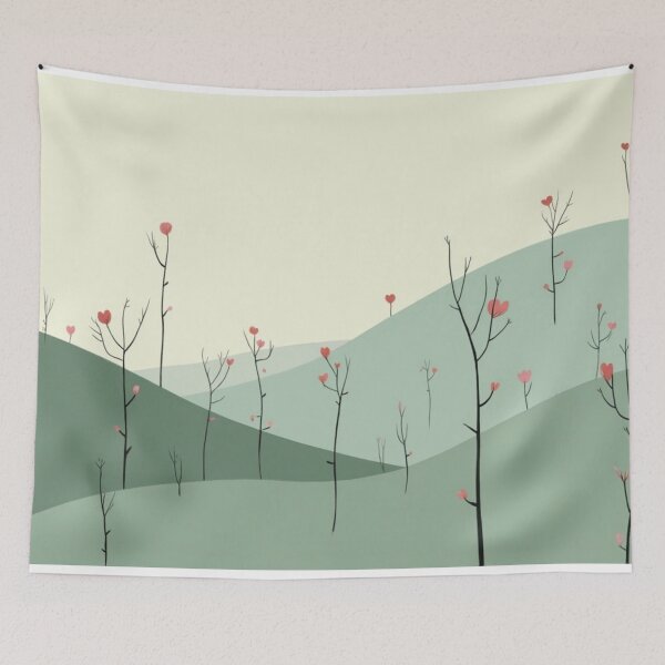 Item preview, Minimalist Landscape with Heart-Shaped Blooms designed and sold by Mary Spencer.