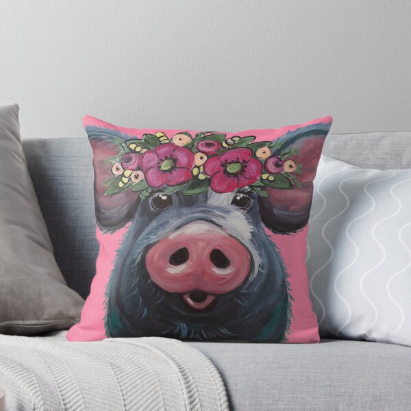 Item preview, Cute Pig Art, Pig with Flower Crown Art,  LuLu pig art designed and sold by leekellerart.