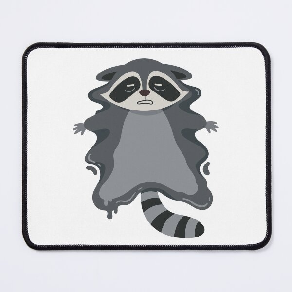 Item preview, Exhausted raccoon sprawled flat on the floor, resembling a puddle, ideal for lazy day memes and burnout humor. designed and sold by ElegantOutlines.