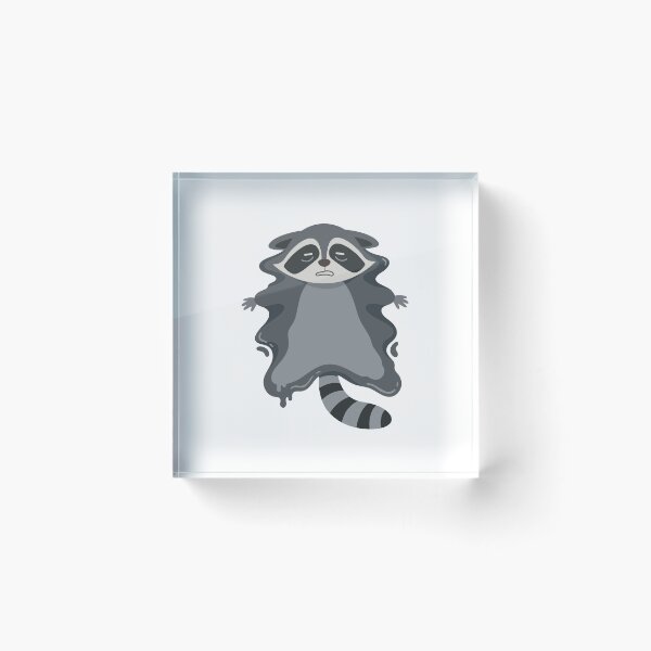 Item preview, Exhausted raccoon sprawled flat on the floor, resembling a puddle, ideal for lazy day memes and burnout humor. designed and sold by ElegantOutlines.